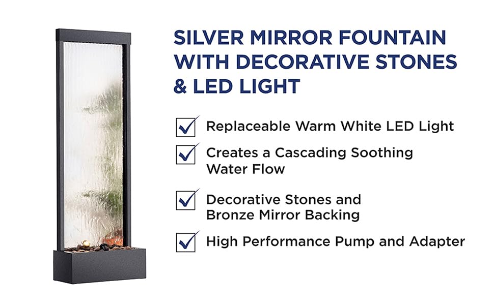 Zen Waterfall Fountain Mirror - Indoor Wall-mounted Waterscape/Outdoor Decoration,