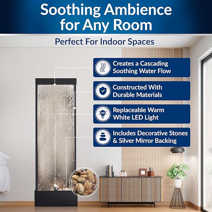 Zen Waterfall Fountain Mirror - Indoor Wall-mounted Waterscape/Outdoor Decoration,