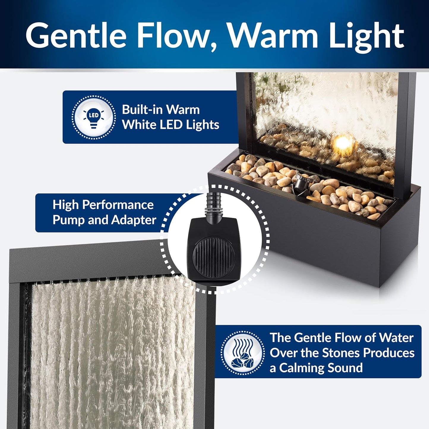Zen Waterfall Fountain Mirror - Indoor Wall-mounted Waterscape/Outdoor Decoration,