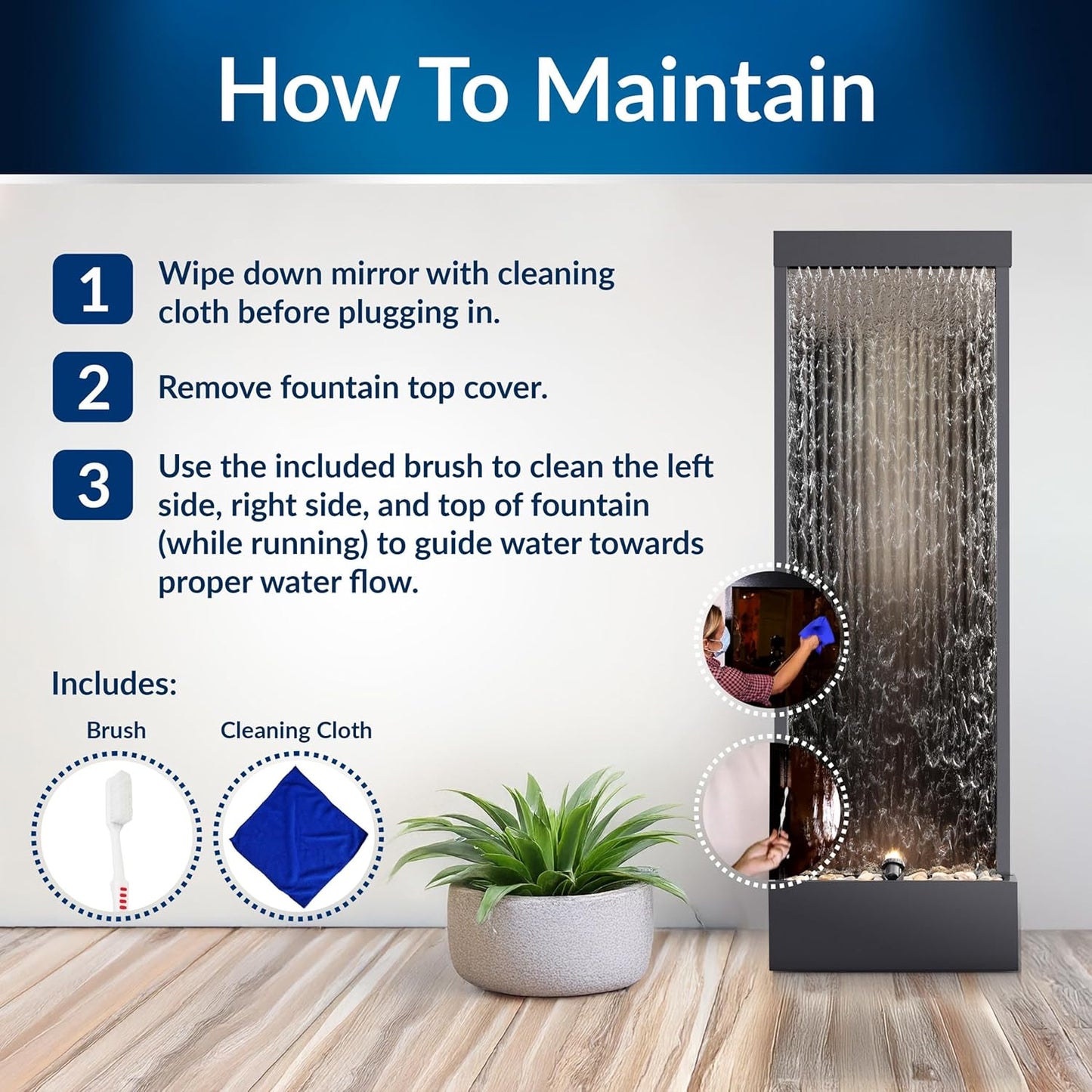 Zen Waterfall Fountain Mirror - Indoor Wall-mounted Waterscape/Outdoor Decoration,